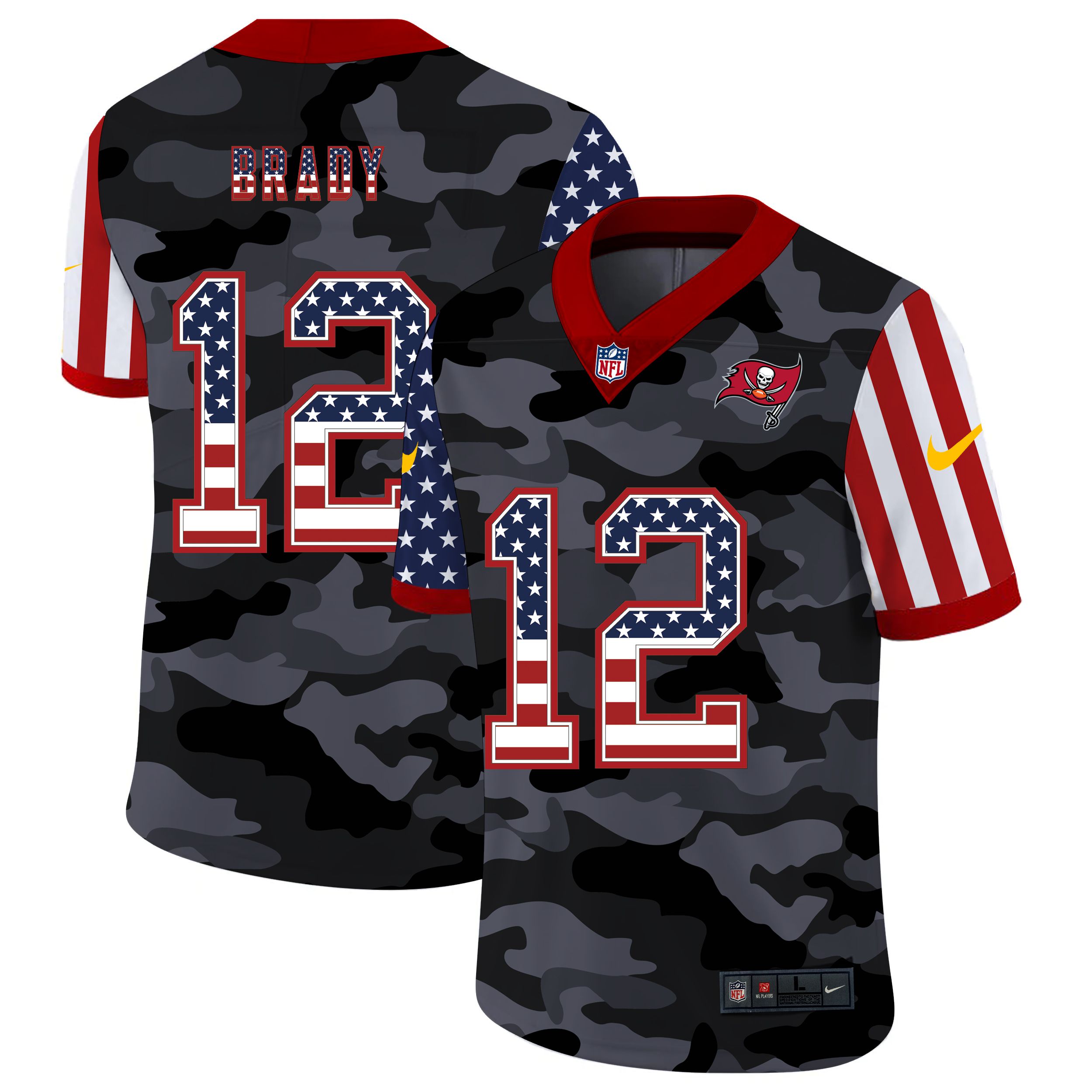 Men Tampa Bay Buccaneers #12 Brady 2020 Nike USA Camo Salute to Service Limited NFL Jerseys